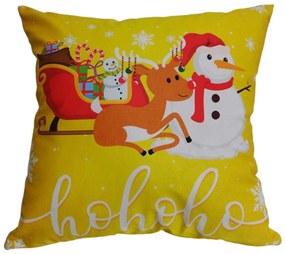 Capa de Almofada Natalina de Suede em Tons Amarelo e Verde 44x44cm - Amarelo - ANT-0128
