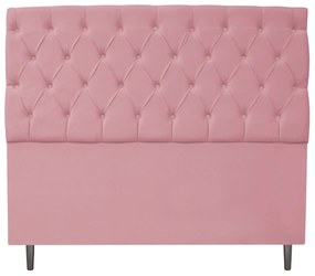 Cabeceira Estofada Liverpool 140 cm Casal Suede Rosa Bebê - ADJ Decor