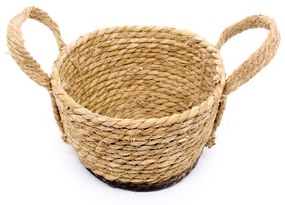 Cesto de Fibra Natural Seagrass Com Fundo Preto 13,5x21x23 cm - D'Rossi