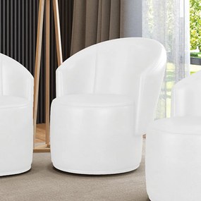 Poltrona Decorativa Orgânica Fixa para Sala Malu Sintético PU M11 - D'Rossi - Branco