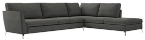 Sofá de Canto Chaise Direito 287 cm Olívia Suede Grafite G52 - Gran Belo