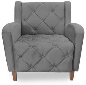 Poltrona Decorativa Munique Pés Palito Suede Cinza - Sheep Estofados
