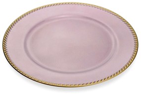 Sousplat de Plástico Rosa e Dourado 33 cm - D'Rossi