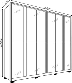 Guarda Roupa Orbit Casal com 6 Portas de Bater com Espelhos  e 4 Gavetas  MDP Freijo/OffWhite G11 - Gran Belo