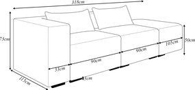 Sofá Versátil Sala de Estar Atlanta 318cm Modulado Linho Azul G52 - Gran Belo