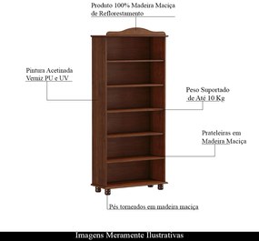 Livreiro Decorativo Ivan Madeira Café G74 - Gran Belo