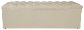 Calçadeira Estofada Liverpool 140 cm Casal Linho Bege - ADJ Decor
