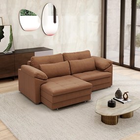 Sofá Retrátil Manual Sala de Estar Nolan Bipartido 215cm Conforto Premium em Couro Mel Manchado G58 - Gran Belo