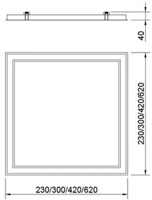 Embutido Convert Pro 62X62X05Cm 49,2W Led Bivolt | Usina 19220/62 (PT - Preto Texturizado, 4000k)