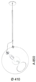 Pendente Globo Inclinado Ø41X85Cm Metal E Globo Ø41Cm 01Xe27 |Old Arti... (GRAFITE / COBRE BRILHO, CLEAR (TRANSPARENTE))