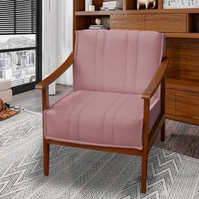 Poltrona Decorativa Vincenzza Veludo Rose