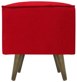 Puff Quadrado Modena Sigma em Suede com Pés Palito Inclinado - Vermelho