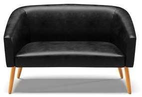 Sofá 2 Lugares Namoradeira Pé Palito Castanho Stella Sintético PU D03 - D'Rossi - Preto