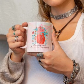 Caneca Marmorizada Rosa Coração Florido Do Amor