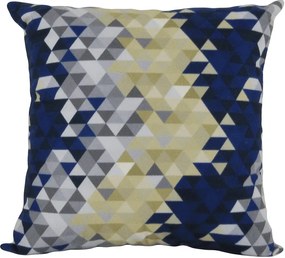 Capa almofada LYON Veludo estampado Triângulos Azul 50x50cm
