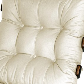 Kit Poltrona Decorativa Costela com puff Costela Suede Bege