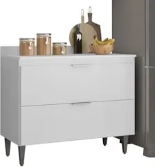 Armário de Cozinha Com Tampo CP03 170cm Pérola Branco Z34     - Mpozen