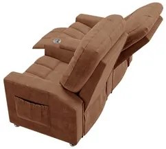 Poltrona Reclinável Para Cinema 2 Lugares Praddo FH9 Veludo Terracota