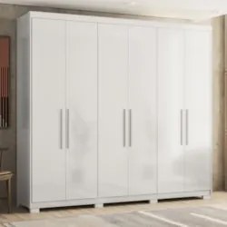 Guarda Roupa Casal 241cm 6 Portas Vanny D02 Branco - Mpozenato
