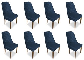 kit com 8 Cadeiras de Jantar Dublin Suede Azul Marinho