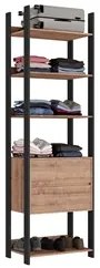 Closet 2 Gavetas 4 Prateleiras Estilo Industrial Chess F04 Preto/Solan