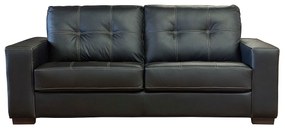 Sofá de Couro 3 Lugares Londres 206cm M06 Cor Preto 450 - ADJ DECOR