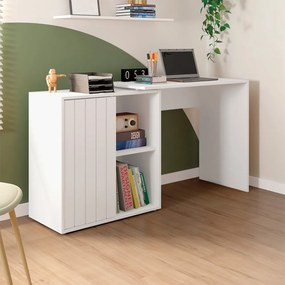 Mesa para Computador Amel Home 140cm Porta Ripada de Correr MDP Branco G11 - Gran Belo