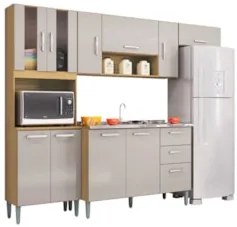 Armário de Cozinha Compacta e Balcão para Pia sem Tampo 244cm Livy Z46