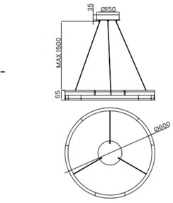 Pendente Splice Ø60X6,5Cm Led 60W 3000K Bivolt Alumínio Dourado - Usin...