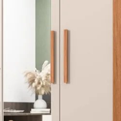Guarda Roupa Solteiro 154cm 4 Portas Espelho Brasid Freijó/Off C01 - M