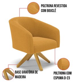 Poltrona Decorativa Giratória MA30 Kit 2 Stella Bouclê D03 - D'Rossi - Mostarda