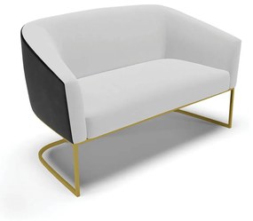Sofá 2 Lugares Namoradeira Industrial Dourado Stella Pto/Linho D03 - D'Rossi - Cinza