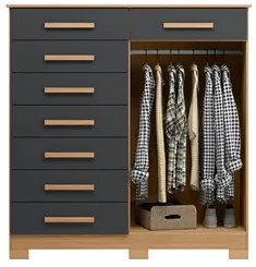 Cômoda Sapateira 8 Gavetas 2 Portas 125cm Verona Nature/Titanium - Alb