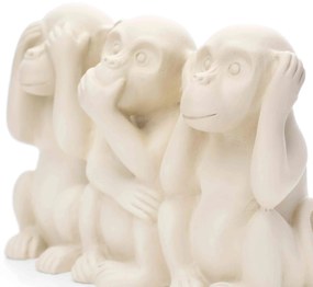 Escultura Decorativa Macacos Em Cimento Bege 11x17,5x7,5 Cm - D'Rossi
