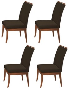 Conjunto 4 Cadeiras Sala de Jantar Lana Aveludado Marrom