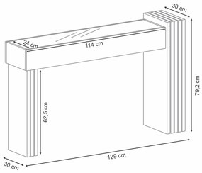 Aparador com Espelho Riad Decorativo Sala de Estar Chevron/Preto G26 - Gran Belo