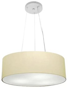 Lustre Pendente Cilíndrico Md-4184 Cúpula em Tecido 45x15cm Algodão Crú - Bivolt