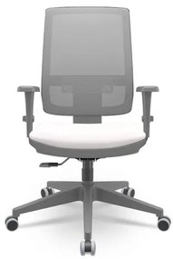 Cadeira Brizza Diretor Grafite Tela Cinza Assento Vinil Branco Base RelaxPlax Piramidal - 66401 Sun House