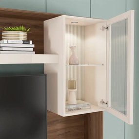 Estante TV 55 Pol 190cm Sala de Estar Liri Nogueira/Off White C01 - D'Rossi
