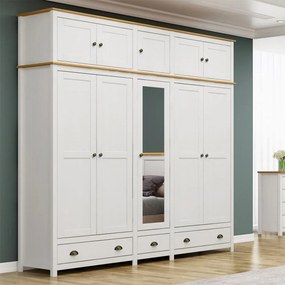 Guarda Roupa Bipartido 10 Portas Madeira Maciça Osiris Branco/Freijó - G74 - Gran Belo