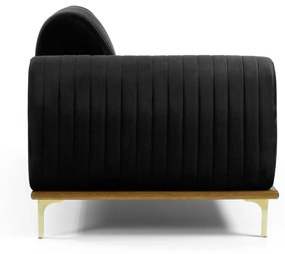Sofá 3 Lugares Lisboa D07 com Chaise Direita 230cm Veludo Preto - D'Rossi