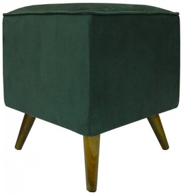 Puff Quadrado Modena Sigma em Suede com Pés Palito Inclinado - Verde