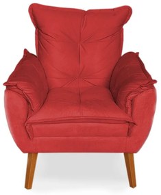 Poltrona Decorativa Apolo Pés Madeira Suede Vermelho - Sheep Estofados - Vermelho