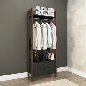 Armário Alto Closet para Escritório Home Office AZ1011 MDP Preto/Nogal G69 - Gran Belo