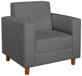 Poltrona Decorativa Denver Suede Cinza - ADJ Decor