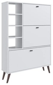 Sapateira Estante Retrô com 3 Portas e 4 Prateleiras 18 pares Branco