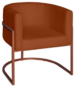 Poltrona Base Industrial Bronze Sala de Estar Lety Veludo - Terracota