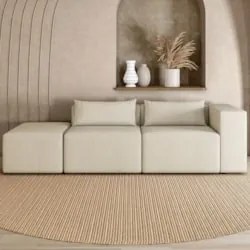 Sofá 5 Lugares 343cm Com Puff Esquerdo Fay Linho Cru Z55 - Mpozenato