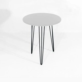 Mesa Lateral Decorativa Sandy Pés Hairpin Legs Preto Tampo Branco