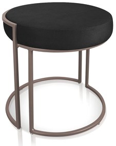 Puff Redondo Base Industrial Cobre Love Suede D03 - D'Rossi  - Preto